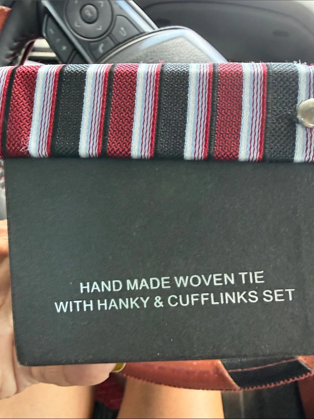 Alexander Julian Colours Hand Made Woven Tie Set - Red, Black & White Striped
